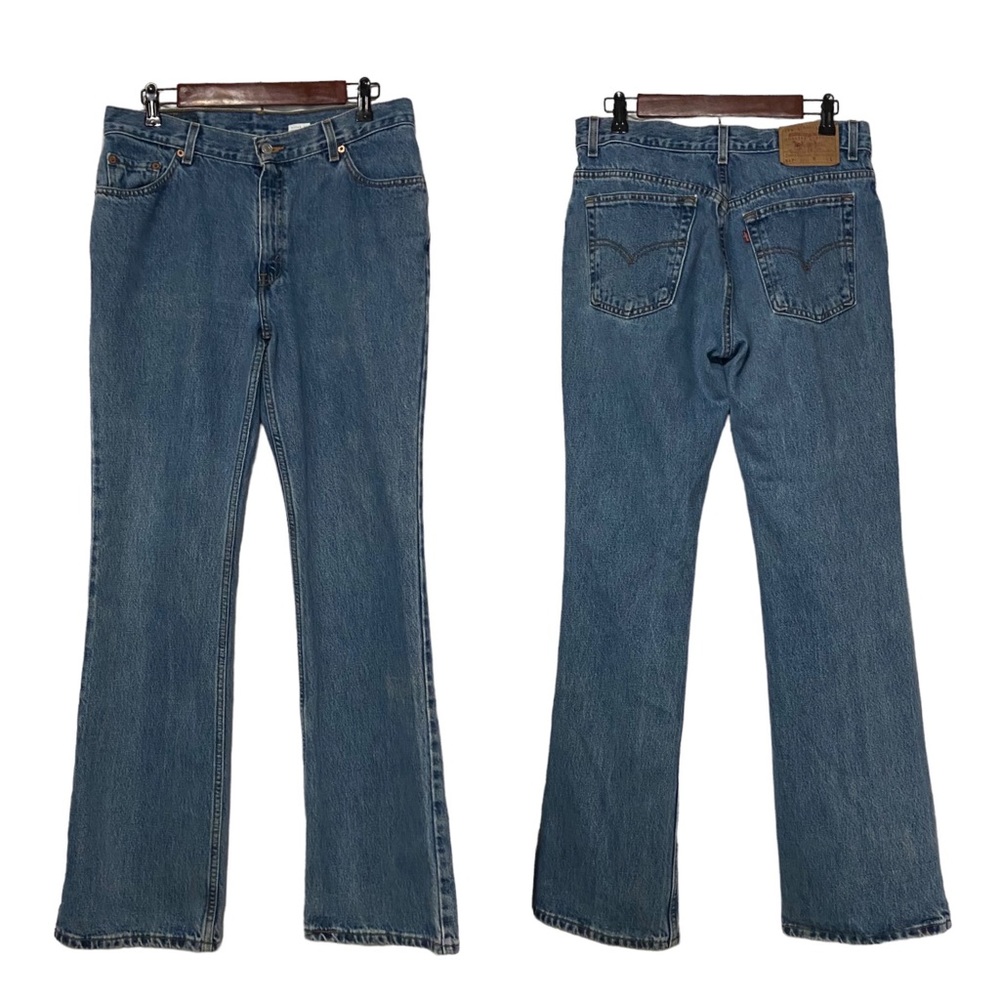 Y2K Levi’s 517 Slim Fit Bootcut Stone Washed Women’s Vintage Jeans Blue - Picture 14 of 16